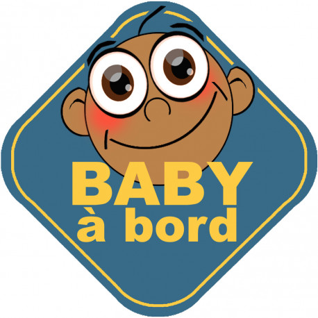 Baby à bord garçon méditerranéen - 10cm - Sticker/autocollant