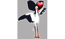 Cigogne coeur Alsacien - 20x15cm - Sticker/autocollant