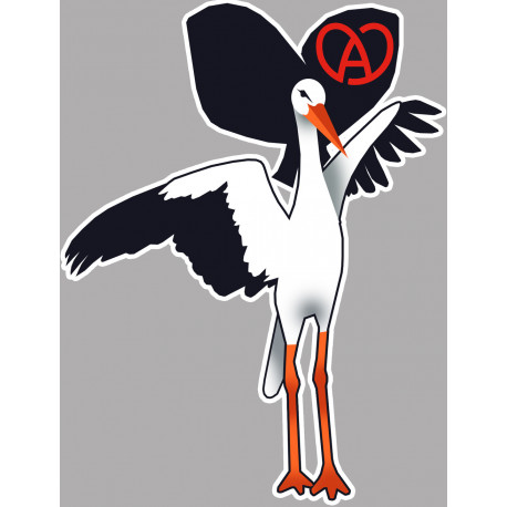 Cigogne logo Alsacien - 15x11.4cm - Sticker/autocollant