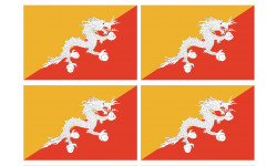 Drapeau Bhutan - 4 stickers - 9.5 x 6.3 cm - Sticker/autocollant