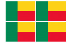 Drapeau Bénin - 4 stickers - 9.5 x 6.3 cm - Sticker/autocollant