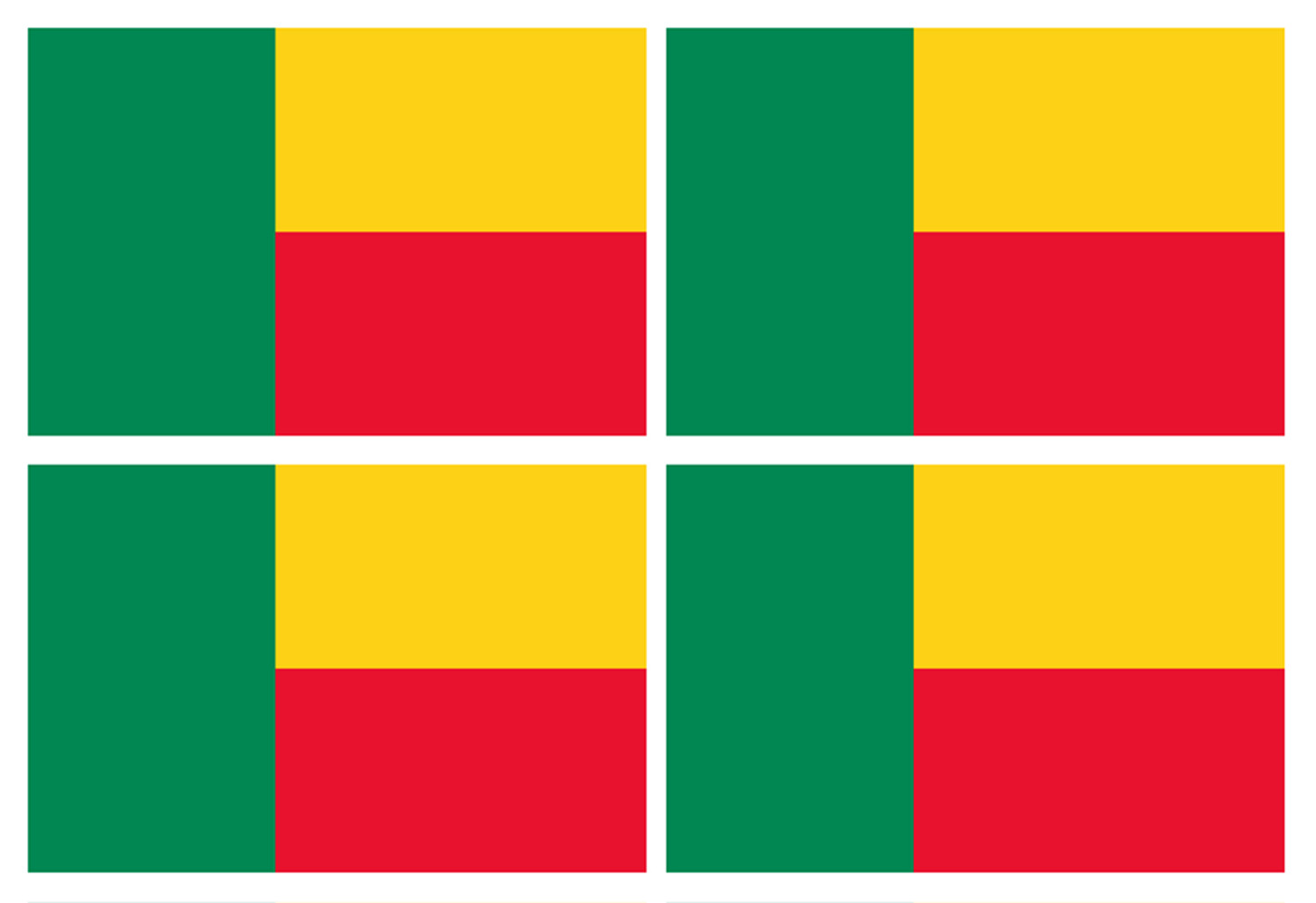 Drapeau Bénin - 4 stickers - 9.5 x 6.3 cm - Sticker/autocollant