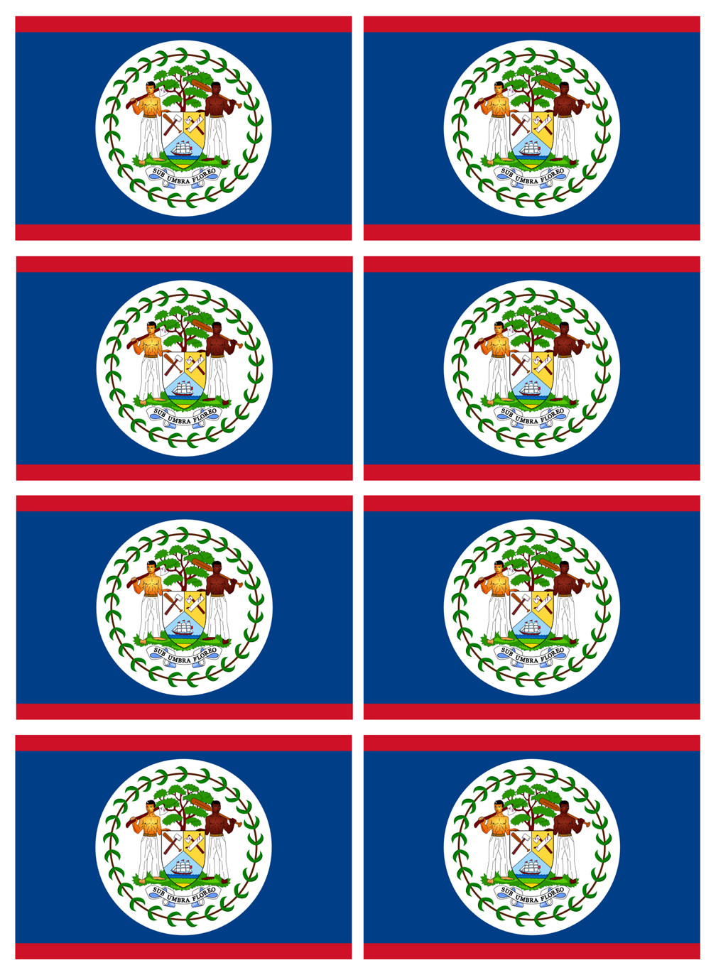 Drapeau Belize - 8 stickers - 9.5 x 6.3 cm - Sticker/autocollant