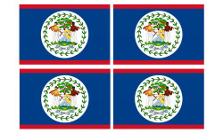 Drapeau Belize - 4 stickers - 9.5 x 6.3 cm - Sticker/autocollant