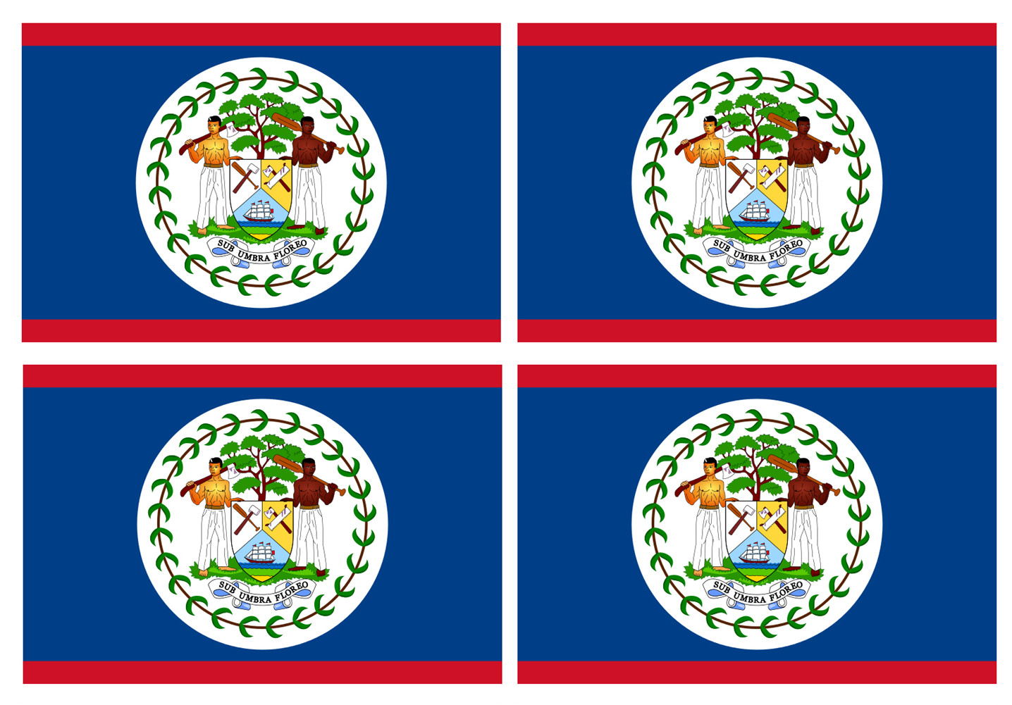 Drapeau Belize - 4 stickers - 9.5 x 6.3 cm - Sticker/autocollant