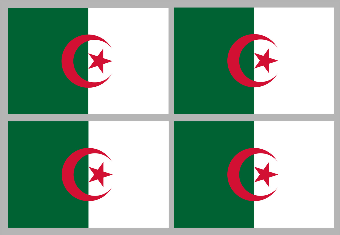 Drapeau Algérie - 4 stickers - 9.5 x 6.3 cm - Sticker/autocollant