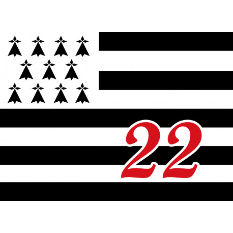 Drapeau Breton 22 - 20x14,5cm - Sticker/autocollant