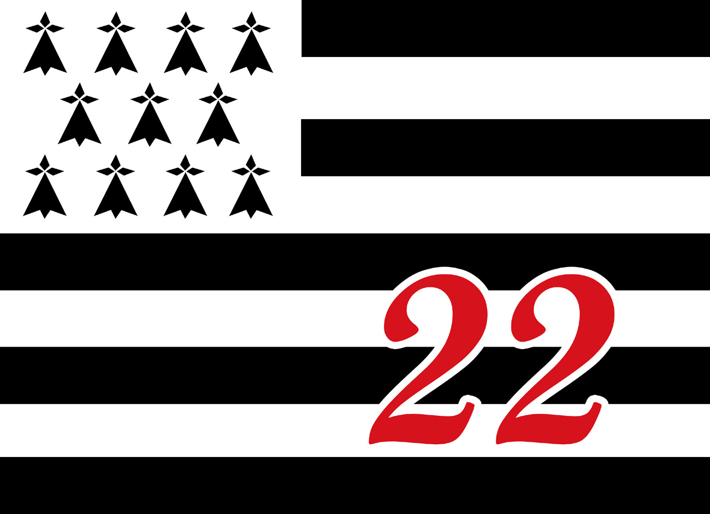 Drapeau Breton 22 - 20x14,5cm - Sticker/autocollant