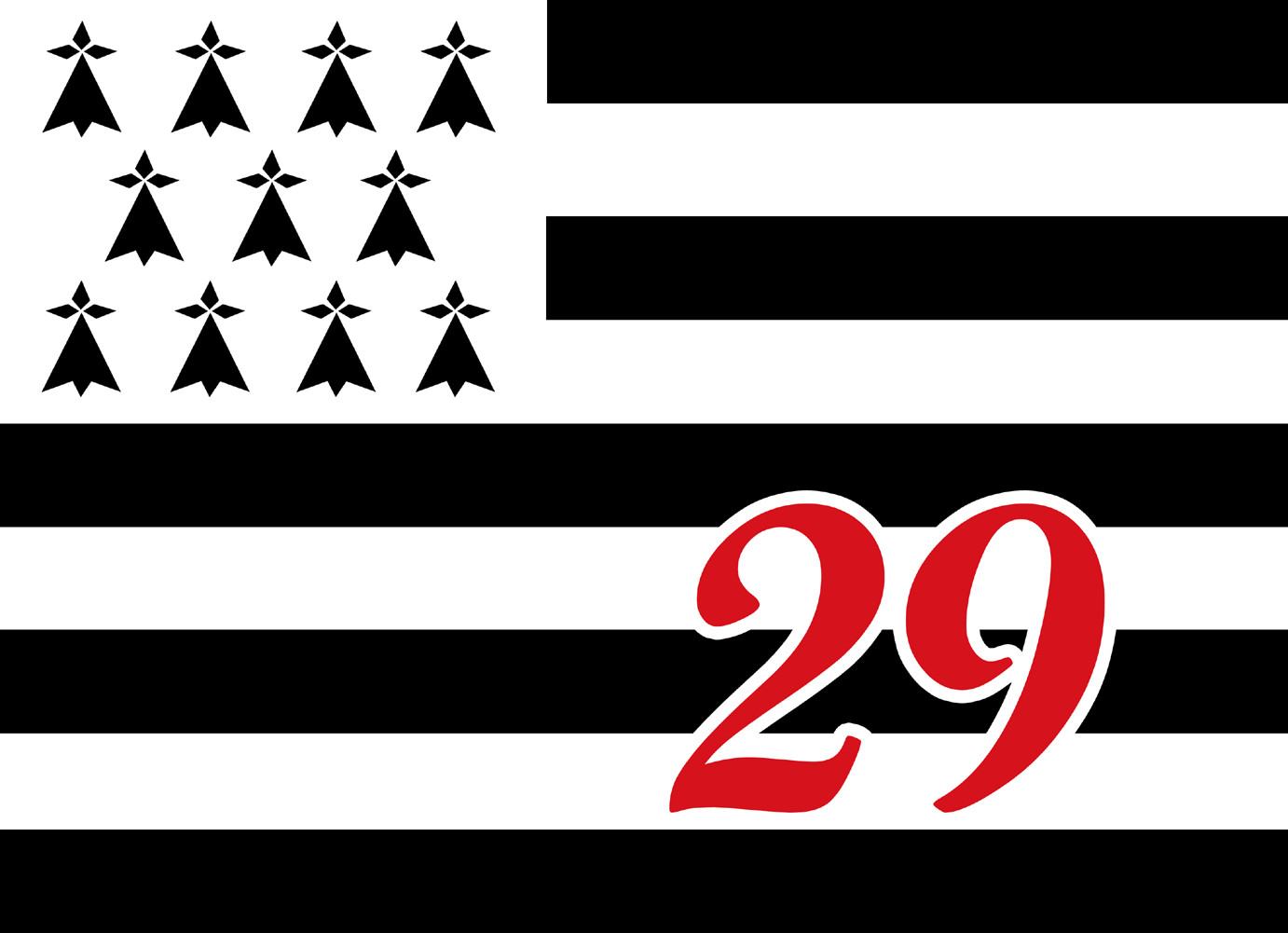 Drapeau Breton 29 - 5x3,5cm - Sticker/autocollant