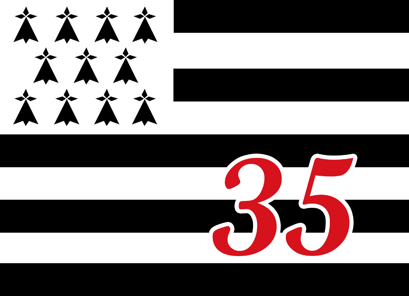 Drapeau Breton 35 - 5x3,5cm - Sticker/autocollant