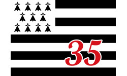 Drapeau Breton 35 - 20x14,5cm - Sticker/autocollant