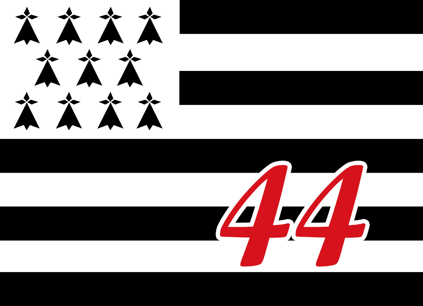 Drapeau Breton 44 - 5X3,5cm - Sticker/autocollant