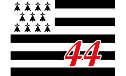 Drapeau Breton 44 - 15X11cm - Sticker/autocollant