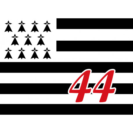 Drapeau Breton 44 - 15X11cm - Sticker/autocollant