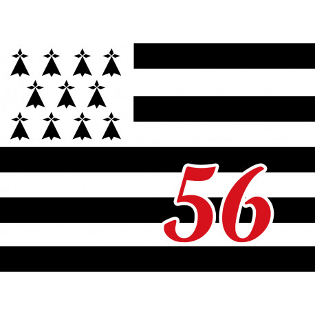 Drapeau Breton 56 - 5x3,5cm - Sticker/autocollant