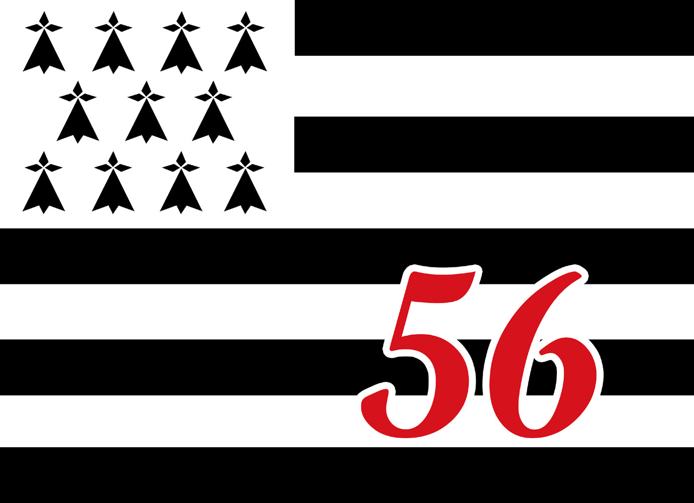 Drapeau Breton 56 - 5x3,5cm - Sticker/autocollant