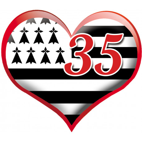 coeur breton 35 - 5x5.5cm - Sticker/autocollant