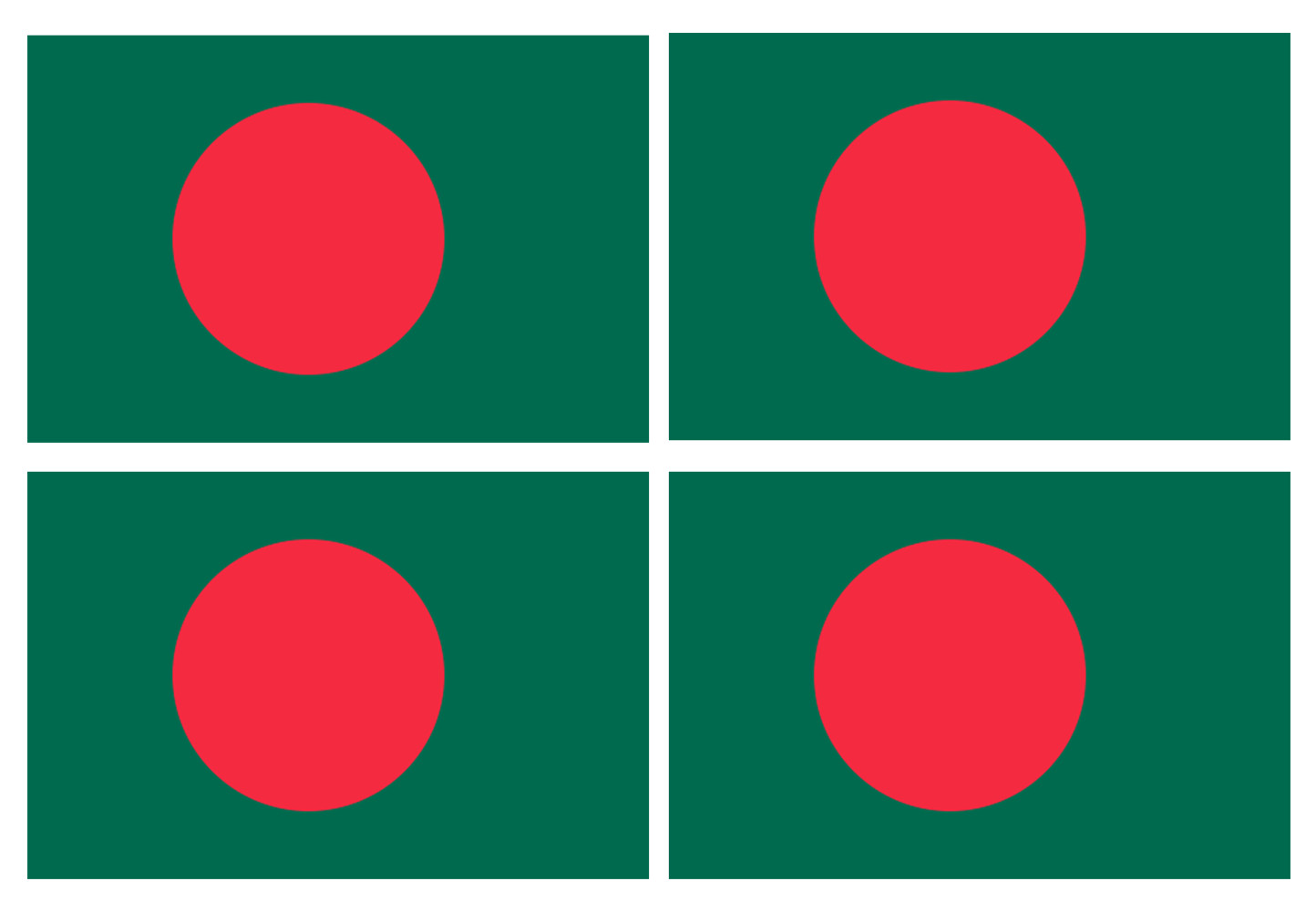 Drapeau Bangladesh - 4 stickers - 9.5 x 6.3 cm - Sticker/autocollant