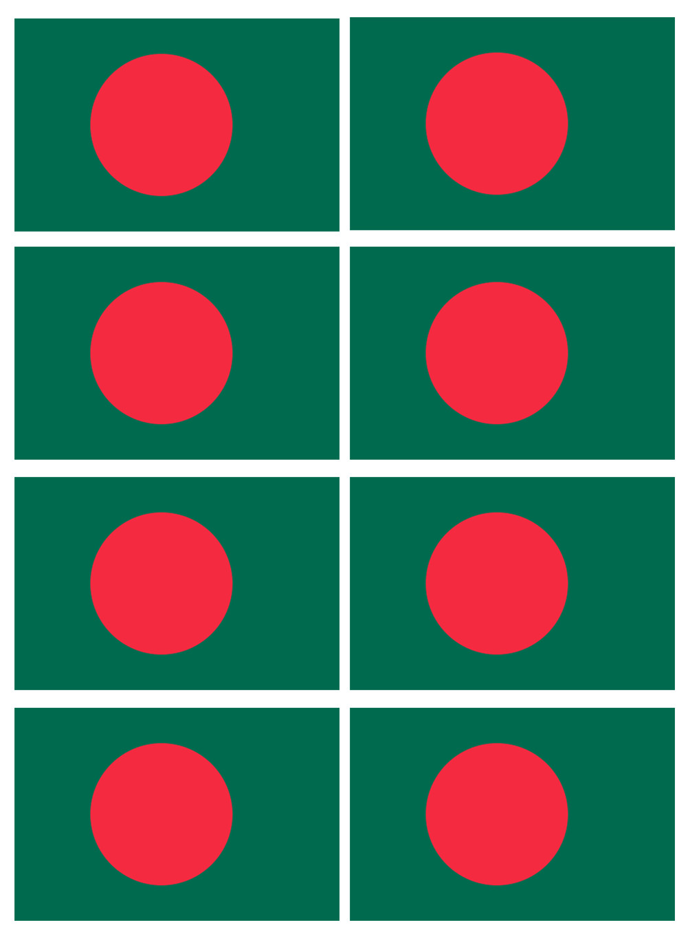 Drapeau Bangladesh - 8 stickers - 9.5 x 6.3 cm - Sticker/autocollant