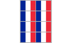 Drapeau France - 8 stickers - 9.5 x 6.3 cm - Sticker/autocollant