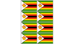 Drapeau Zimbabwe - 8 stickers - 9.5 x 6.3 cm - Sticker/autocollant