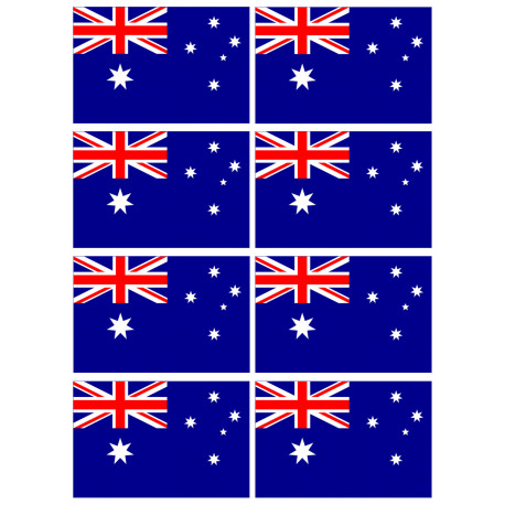 Drapeau Australie - 8 stickers - 9.5 x 6.3 cm - Sticker/autocollant