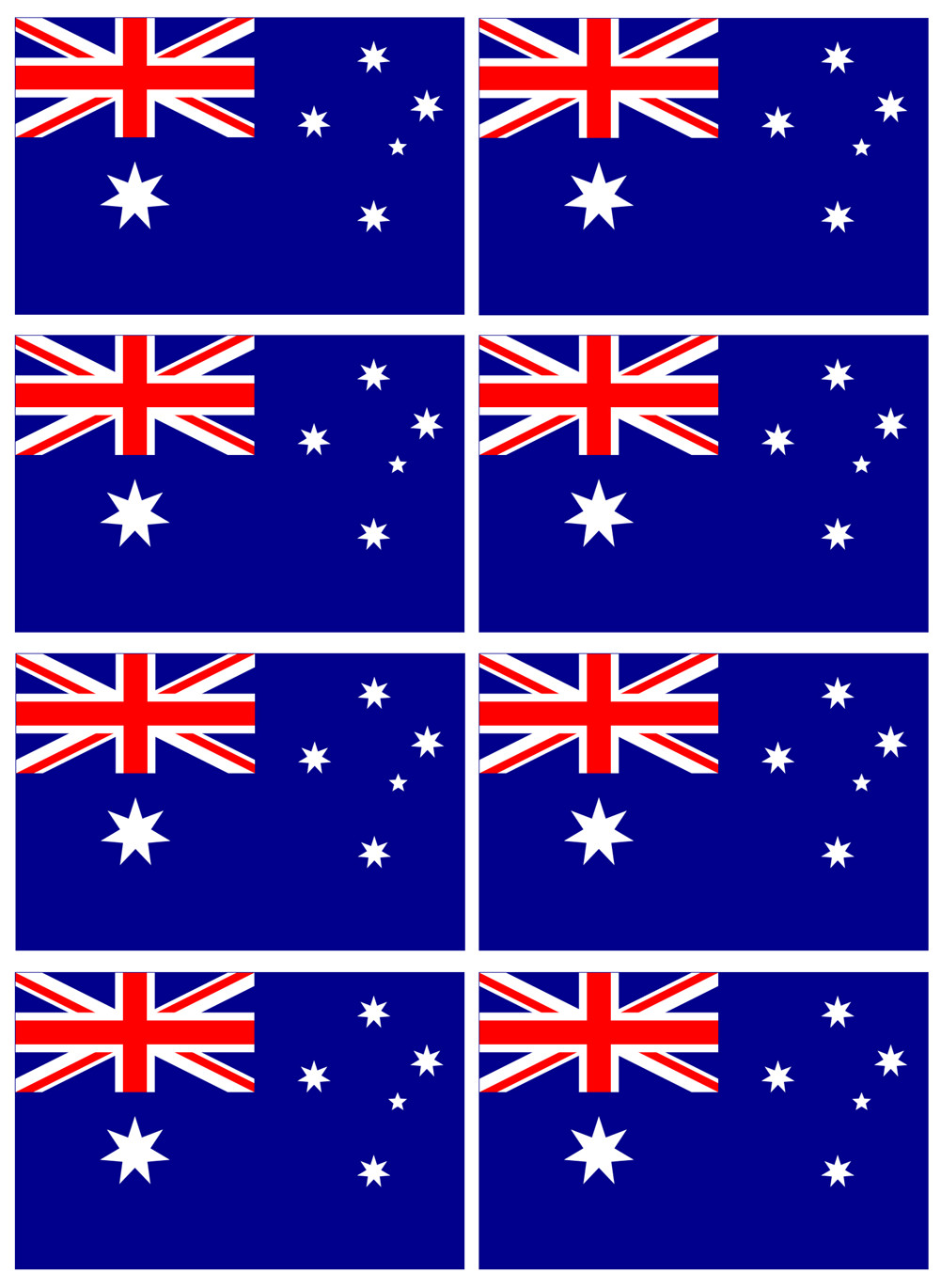 Drapeau Australie - 8 stickers - 9.5 x 6.3 cm - Sticker/autocollant