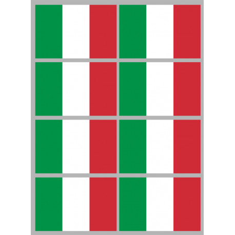 Drapeau Italie - 8 stickers - 9.5 x 6.3 cm - Sticker/autocollant