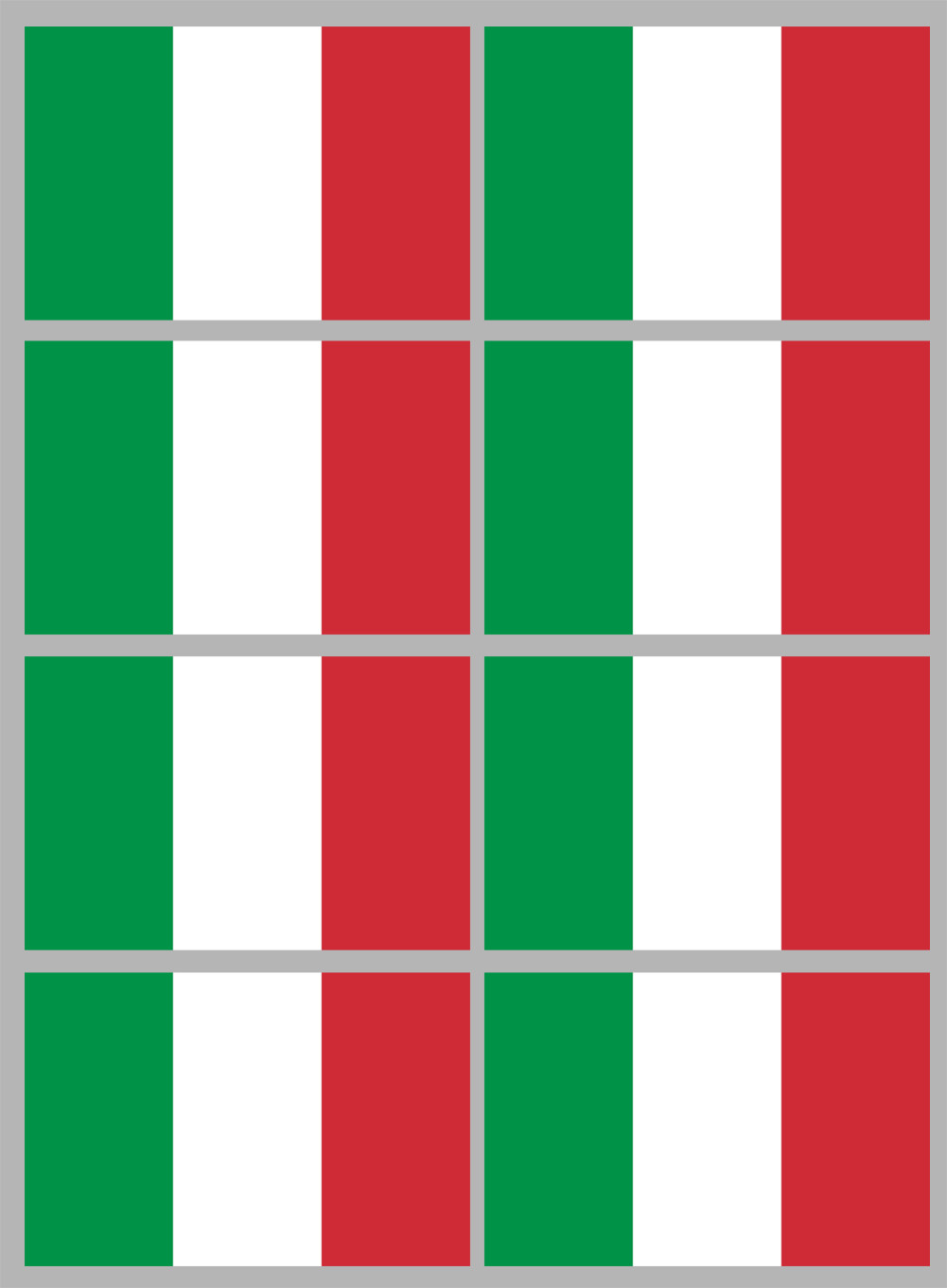 Drapeau Italie - 8 stickers - 9.5 x 6.3 cm - Sticker/autocollant