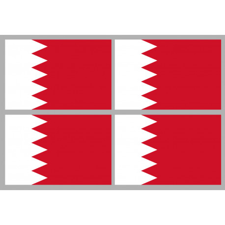 Drapeau Bahrain - 4 stickers - 9.5 x 6.3 cm - Sticker/autocollant