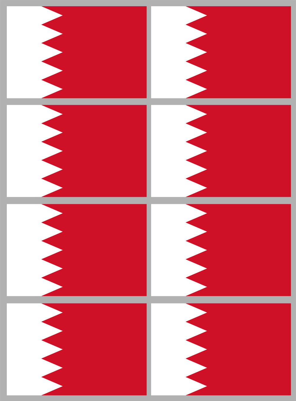 Drapeau Bahrain - 8 stickers - 9.5 x 6.3 cm - Sticker/autocollant