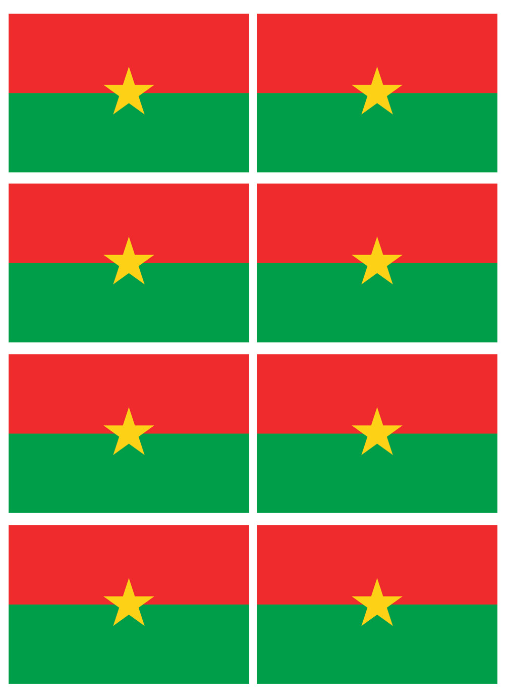 Drapeau Burkina Faso - 8 stickers - 9.5 x 6.3 cm - Sticker/autocollant