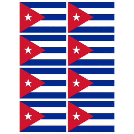 Drapeau Cuba - 8 stickers - 9.5 x 6.3 cm - Sticker/autocollant