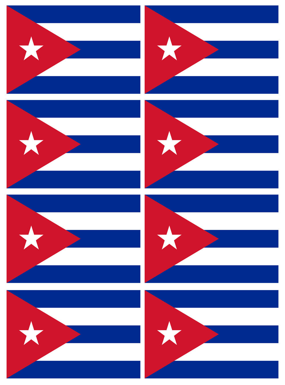 Drapeau Cuba - 8 stickers - 9.5 x 6.3 cm - Sticker/autocollant