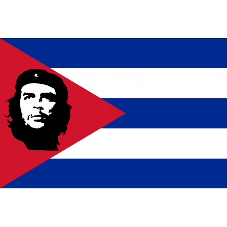 Drapeau Cuba avec le Ché - 19.5 x 13 cm - Sticker/autocollant