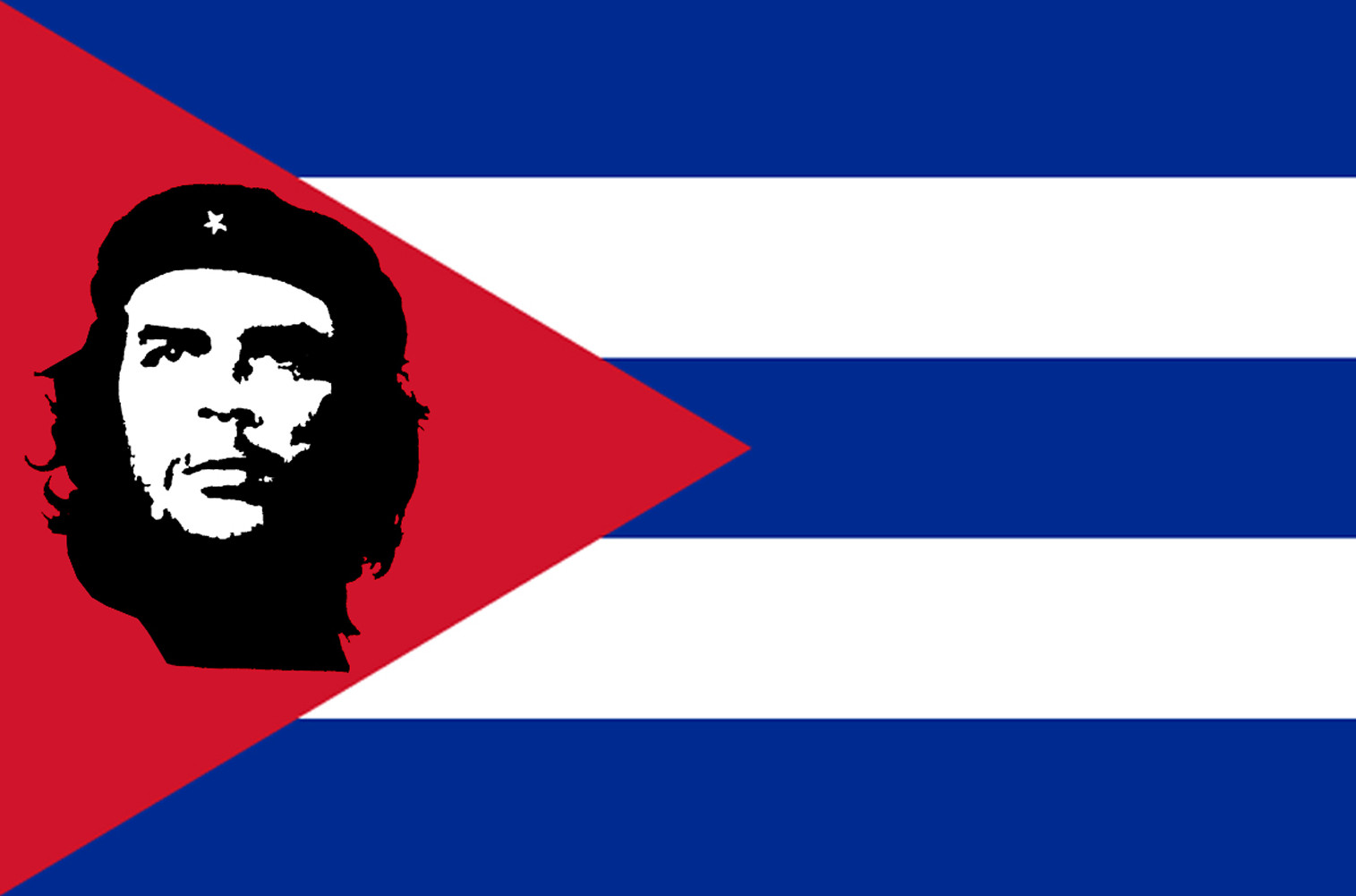 Drapeau Cuba avec le Ché - 19.5 x 13 cm - Sticker/autocollant