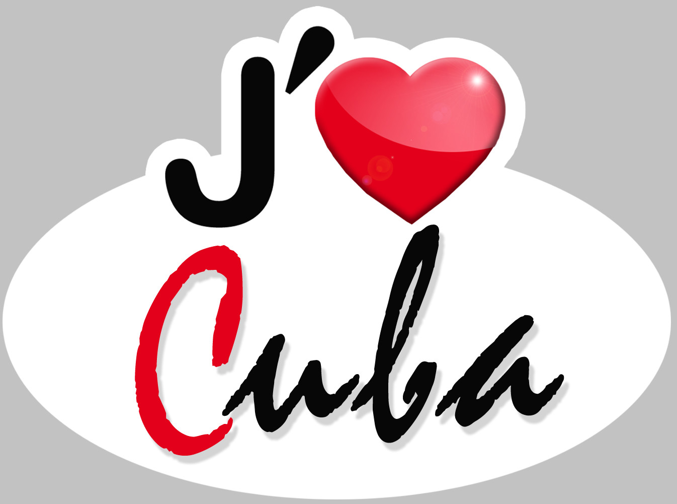 j'aime Cuba - 15x11cm - Sticker/autocollant