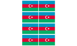 Drapeau Azerbaijan - 8 stickers - 9.5 x 6.3 cm - Sticker/autocollant