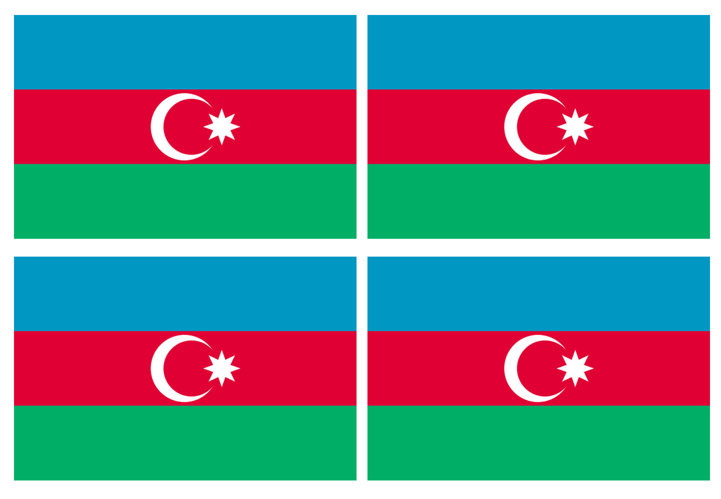 Drapeau Azerbaijan - 4 stickers - 9.5 x 6.3 cm - Sticker/autocollant