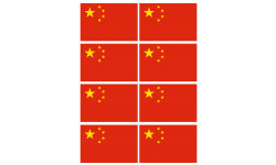 Drapeau Chine - 8 stickers - 9.5 x 6.3 cm - Sticker/autocollant