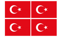 Drapeau Turquie - 4 stickers - 9.5 x 6.3 cm - Sticker/autocollant