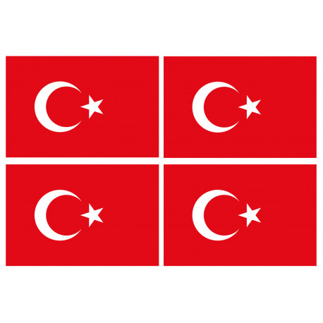 Drapeau Turquie - 4 stickers - 9.5 x 6.3 cm - Sticker/autocollant