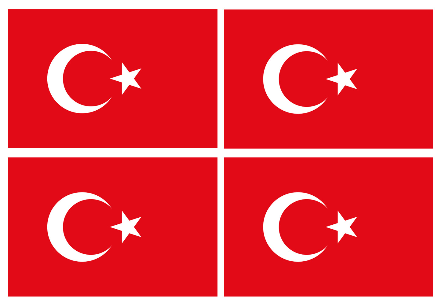 Drapeau Turquie - 4 stickers - 9.5 x 6.3 cm - Sticker/autocollant