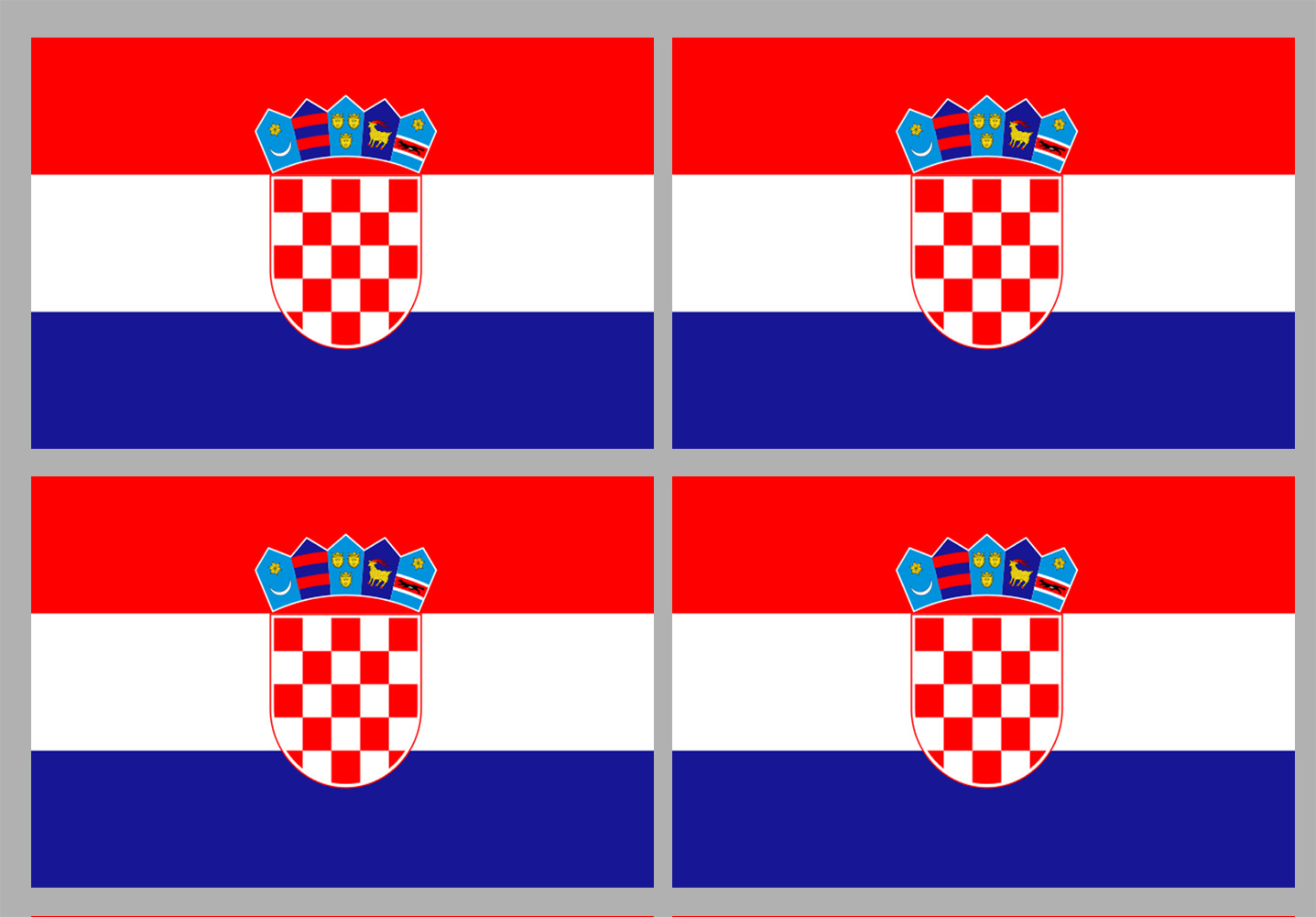 Drapeau Croatie - 4 stickers - 9.5 x 6.3 cm - Sticker/autocollant