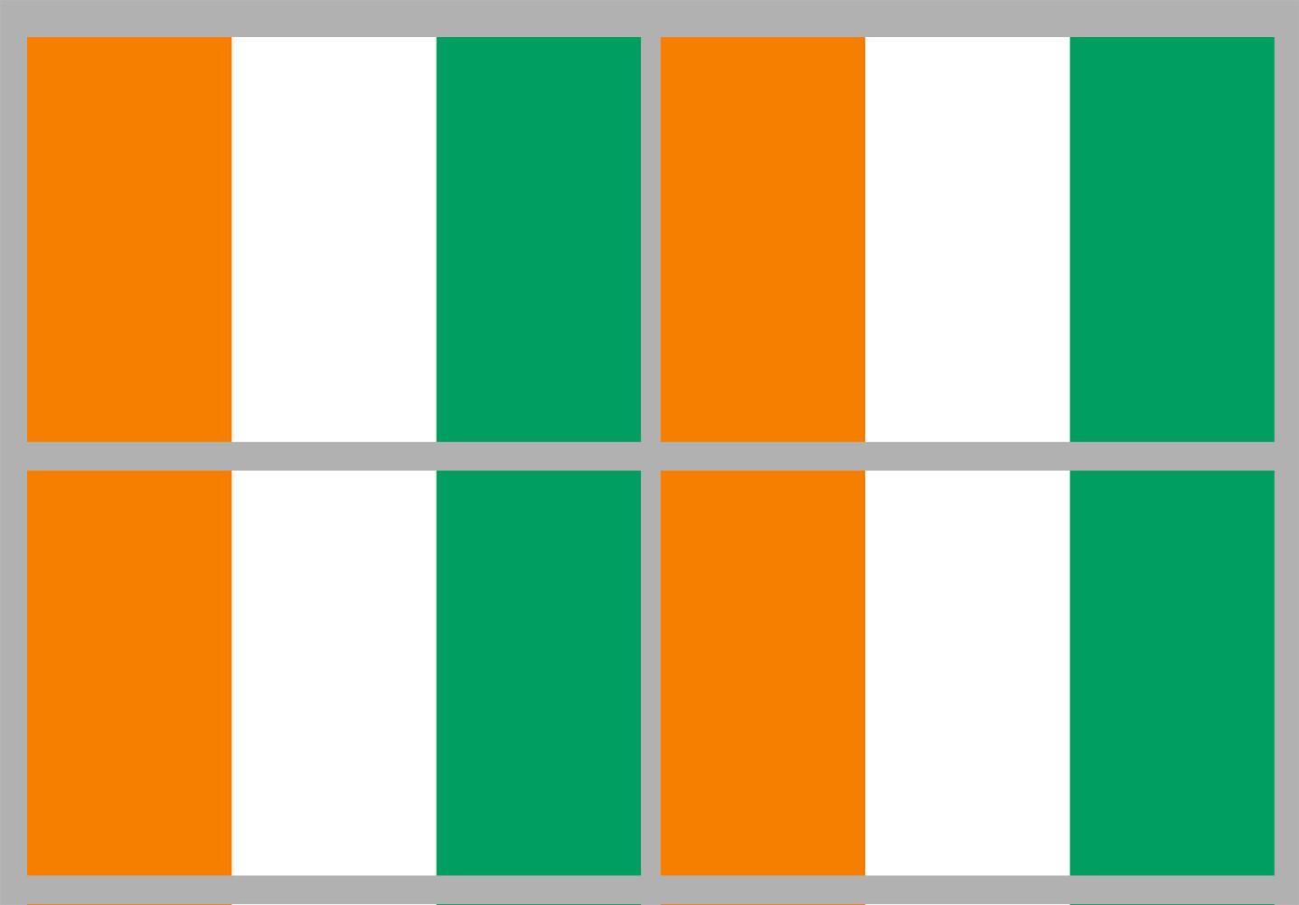 Drapeau Côte d'Ivoire - 4 stickers - 9.5 x 6.3 cm - Sticker/autocollant