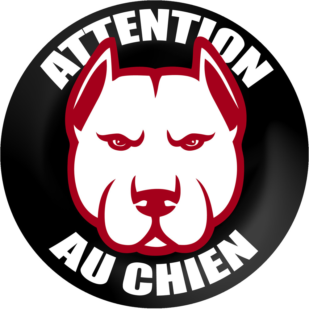 ATTENTION AU CHIEN - 9cm - Sticker/autocollant