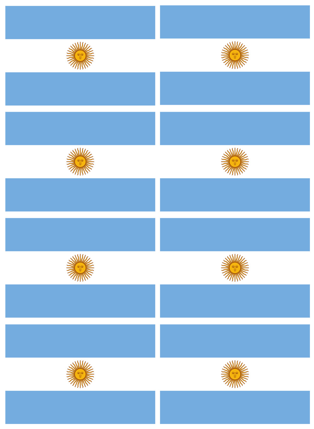 Drapeau Argentine - 8 stickers - 9.5 x 6.3 cm - Sticker/autocollant