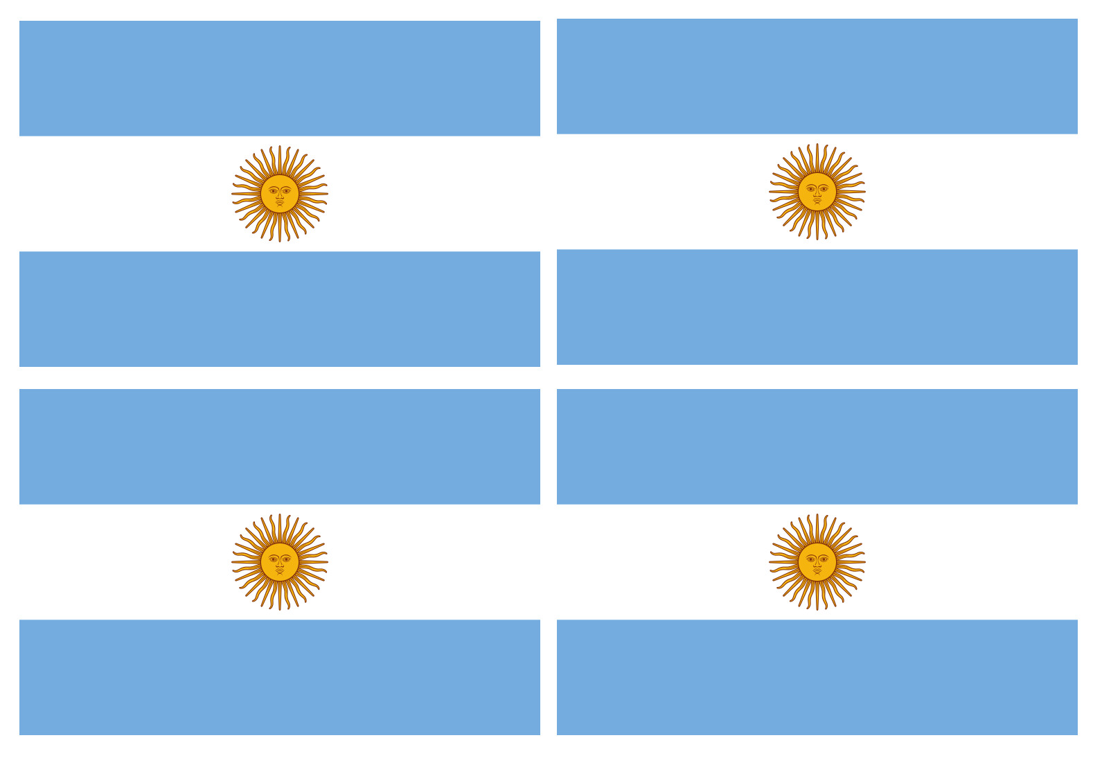 Drapeau Argentine - 4 stickers - 9.5 x 6.3 cm - Sticker/autocollant