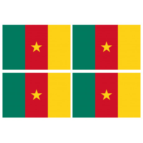 Drapeau Cameroun - 4 stickers - 9.5 x 6.3 cm - Sticker/autocollant