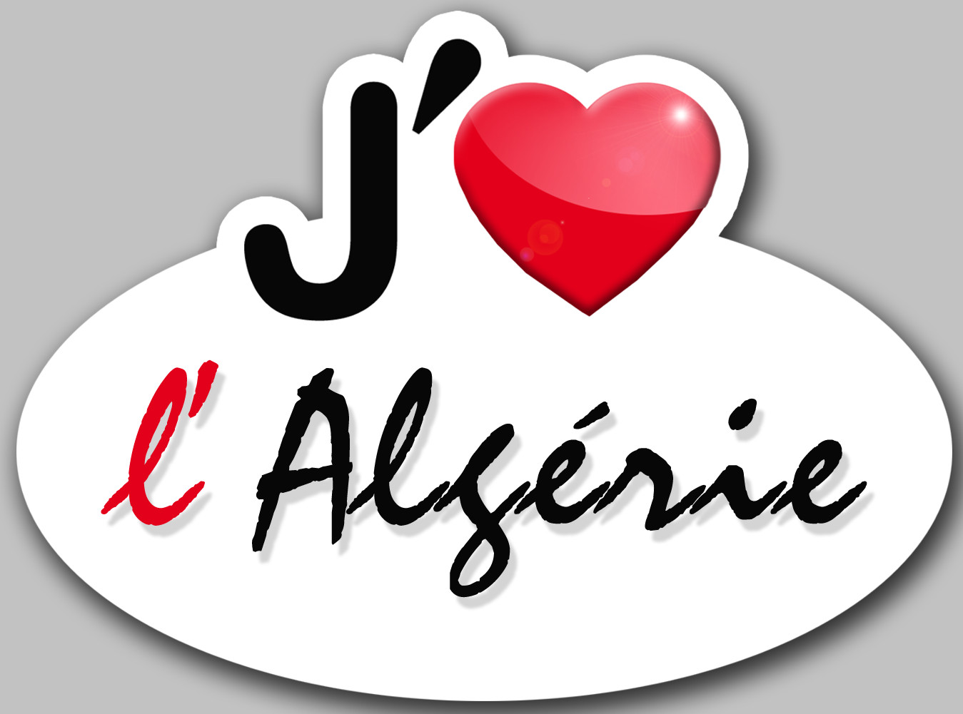 J'aime l'Algérie - 15x11cm - Sticker/autocollant